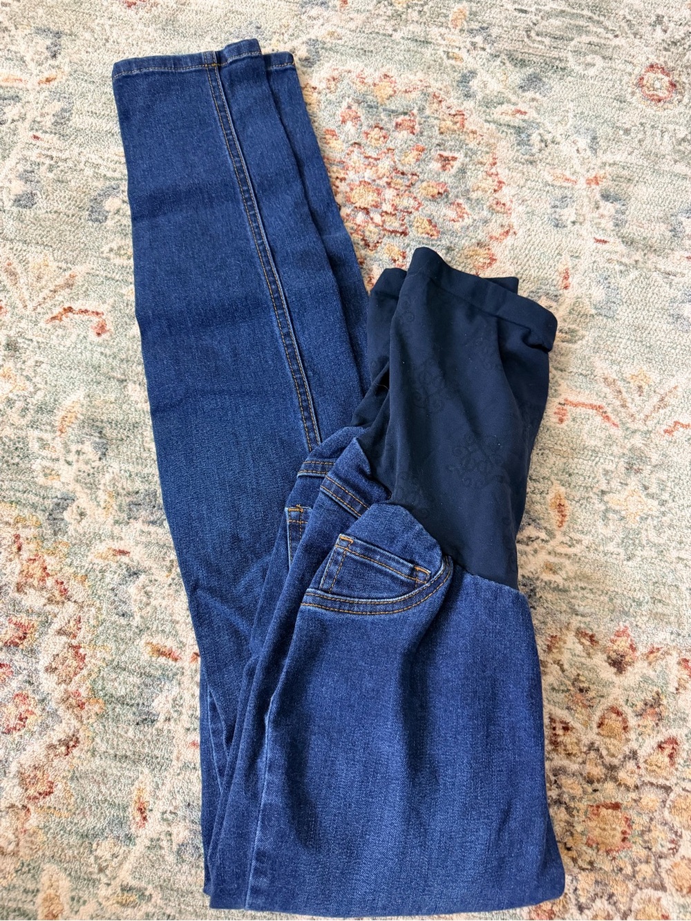 Jessica Simpson Blue Maternity Jeggings with Black Support Panel